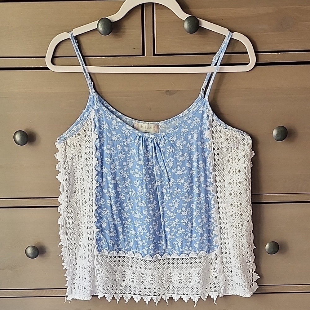 Blue and White Crochet Flowey Tank Size Medium #beach #summer